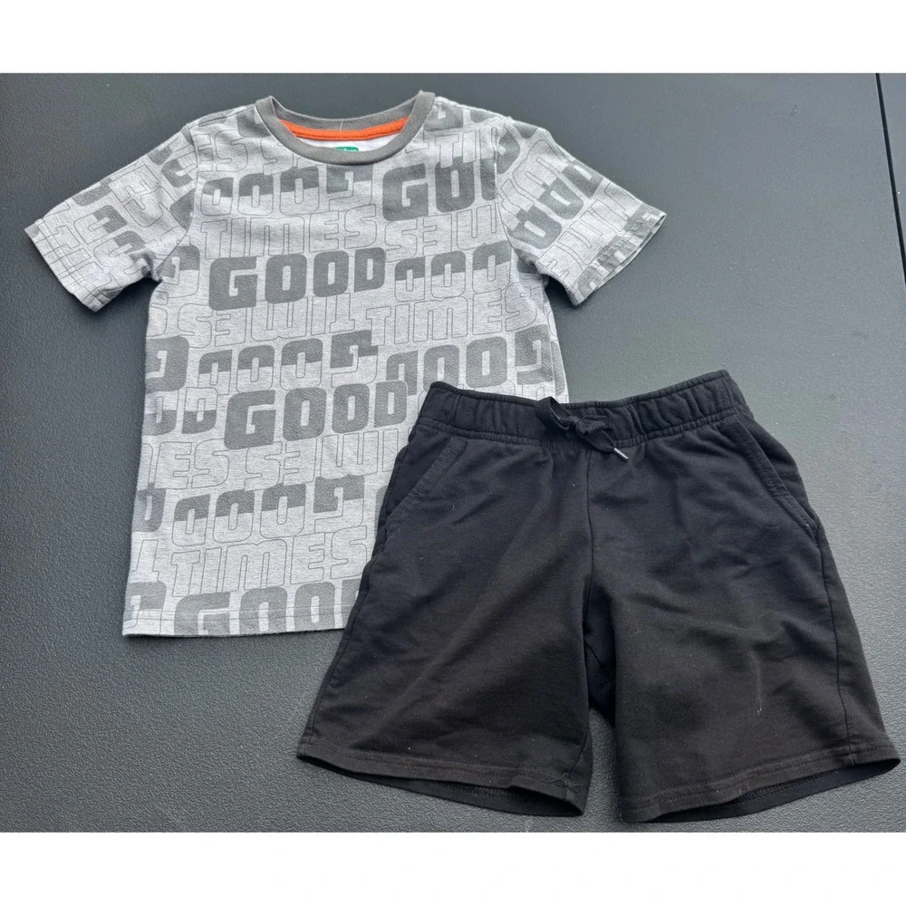 365 Kids Garanimals Cat & Jack Outfit Set Boys 7 Grey Black Good Times Graphic